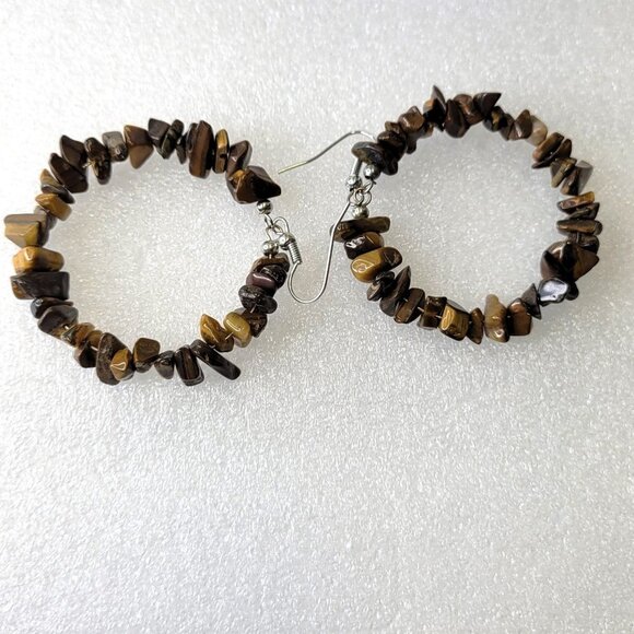 Tigereye Chip Dangle Earrings - Picture 5 of 10